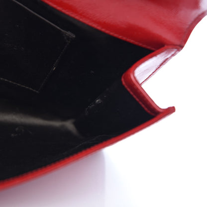 Saint Laurent Textured Patent Monogram Large Belle De Jour Clutch Red 14 of 15