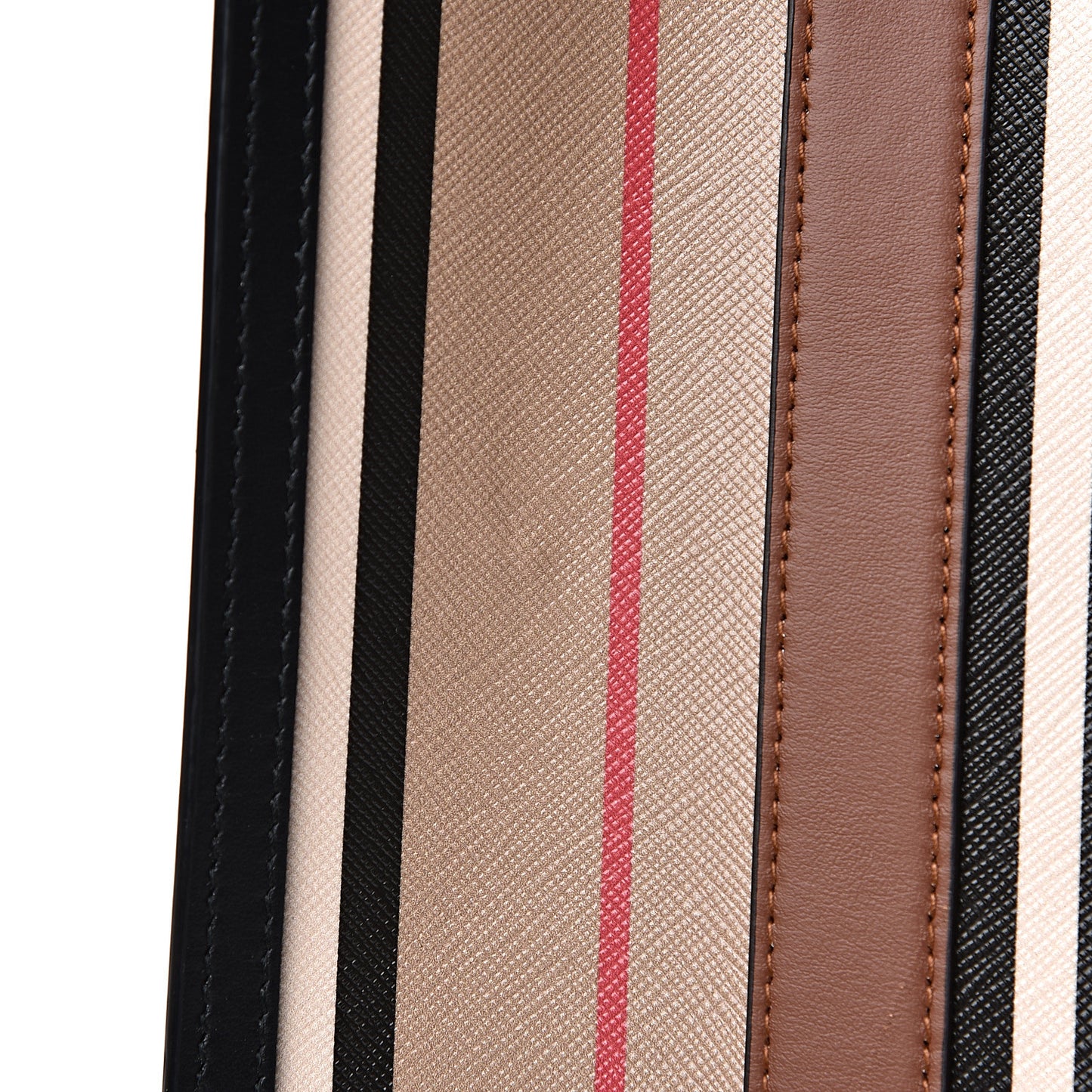 E-Canvas Stripe Small Portrait Tote Bag Brown