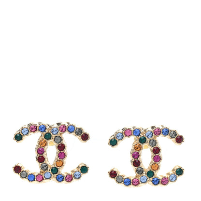 Chanel Crystal Over The Rainbow CC Earrings Gold Multicolor 1 of 4