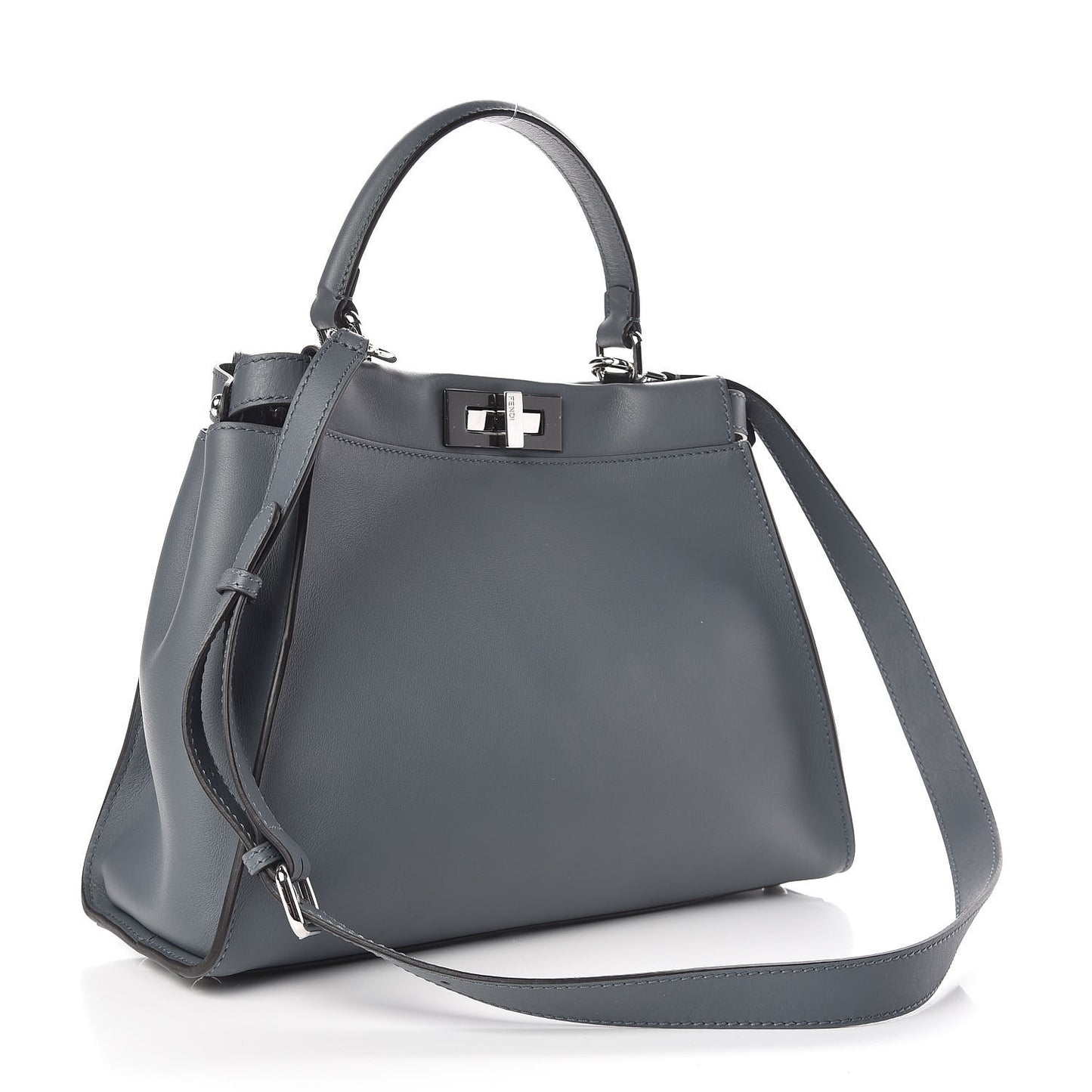 Vitello Seta Shiny Nappa Medium Peekaboo Iconic Satchel Tempesta Grigio Perla