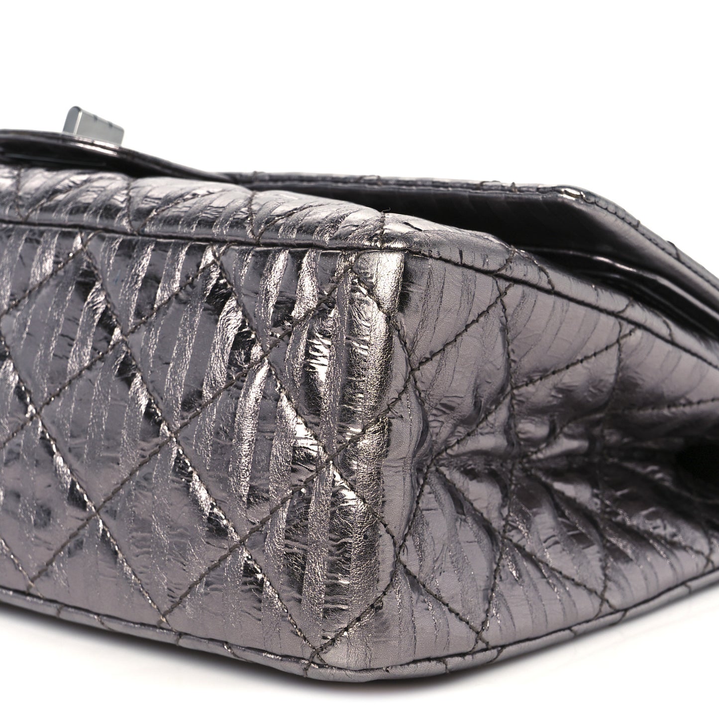 Metallic Calfskin Striped 2.55 Reissue 227 Silver