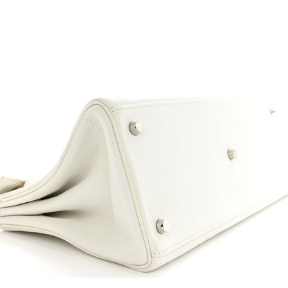 Hermes Taurillon Clemence Shoulder Kelly 40 White 8 of 14