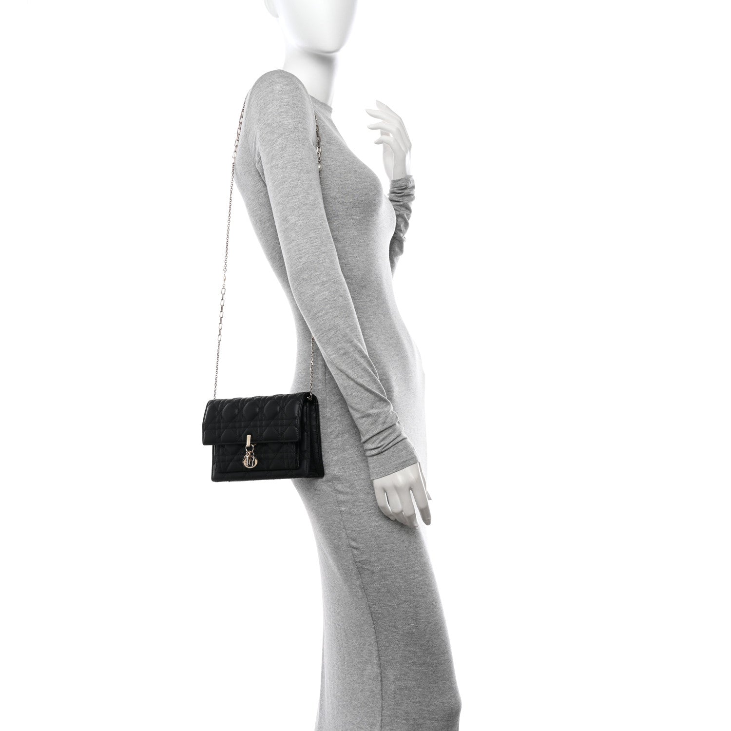 Christian Dior Lambskin Cannage Miss Dior Chain Pouch Black 3 of 11