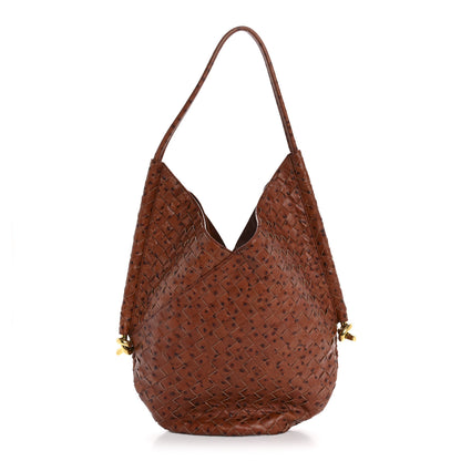 Bottega Veneta Nappa Ostrich Embossed Intrecciato Medium Solstice Hobo Burnt Orange Muse Brown 1 of 11