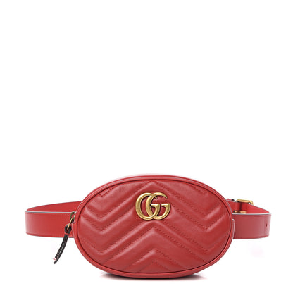 Gucci Calfskin Matelasse GG Marmont Belt Bag 95 38 Hibiscus Red 1 of 11