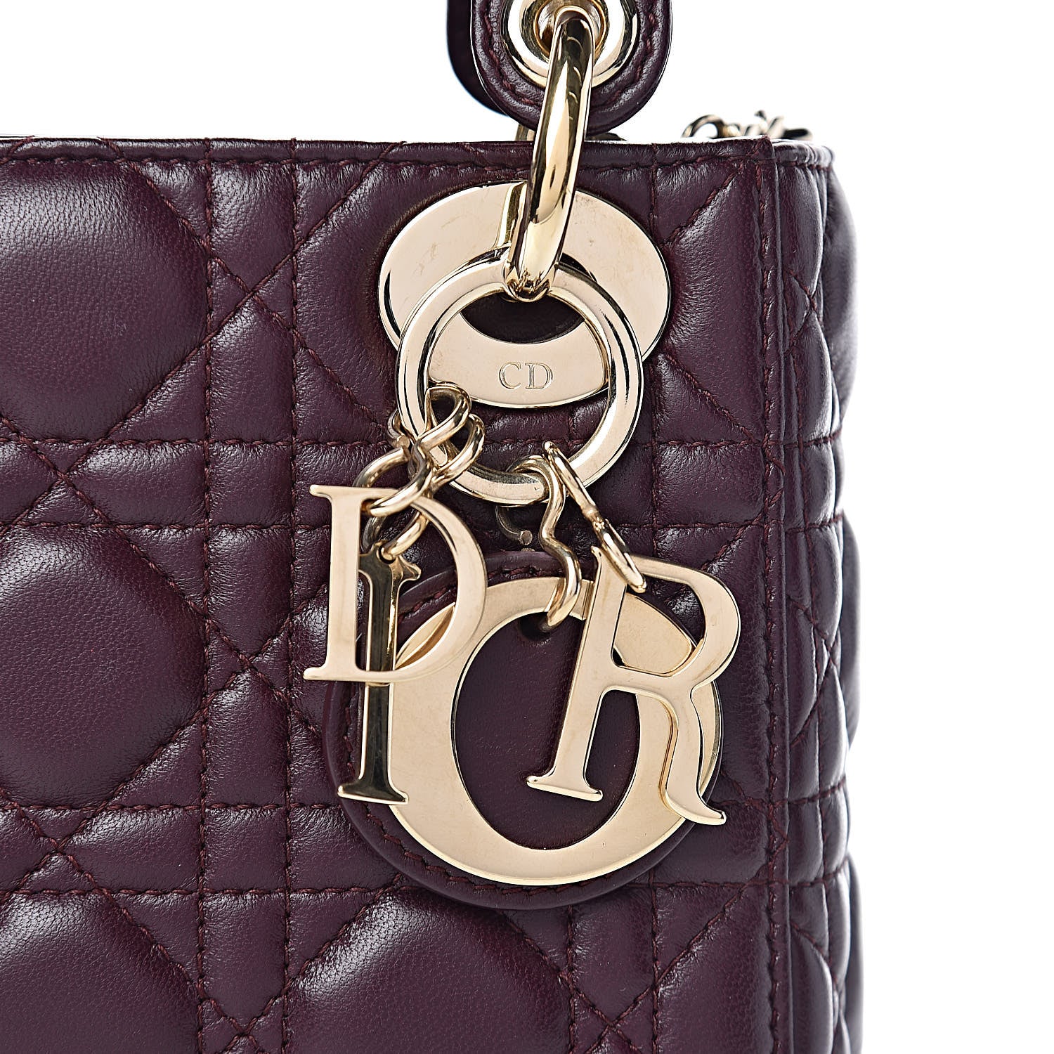 Christian Dior Lambskin Cannage Mini Lady Dior Plum 13 of 14