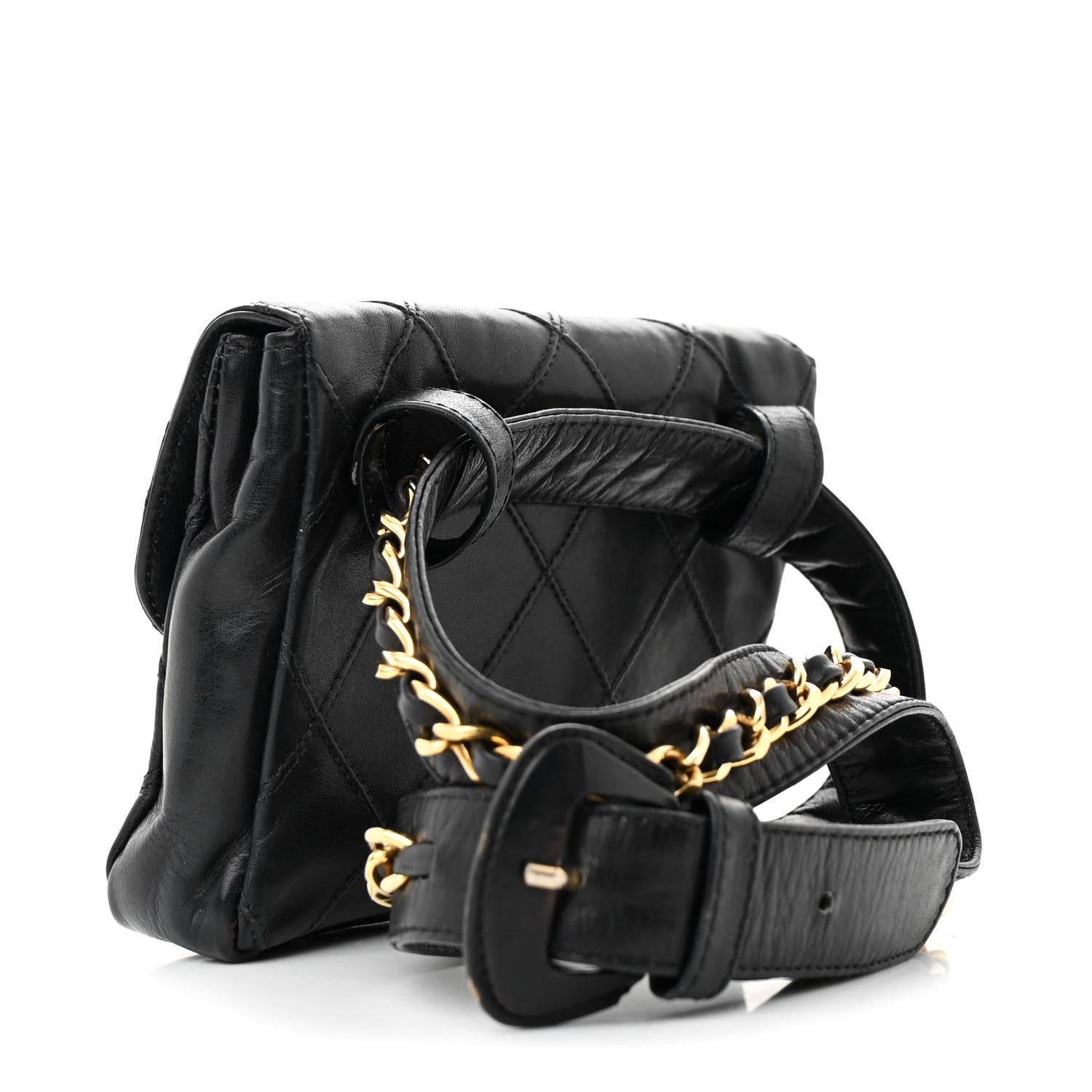 Chanel Calfskin Quilted Flap Waist Belt Bag Black 3 of 12