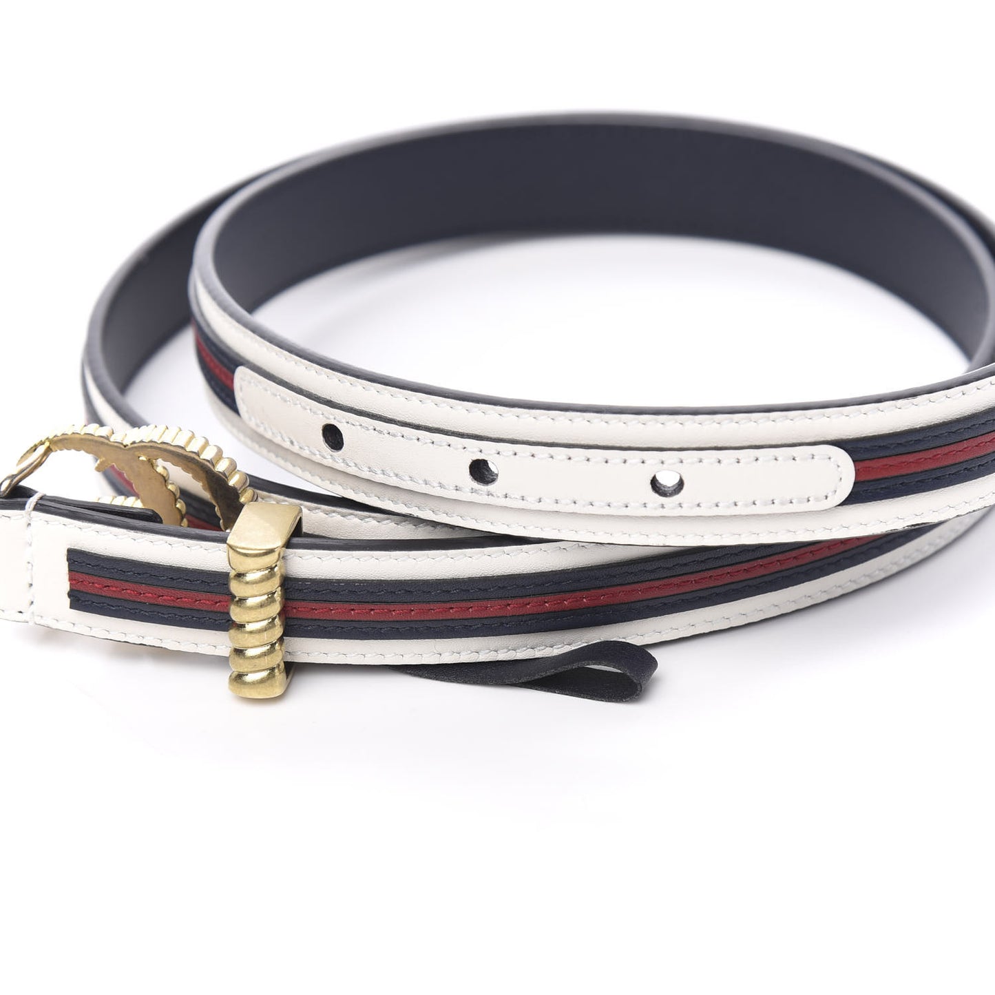 Calfskin 20mm Torchon Double G Sylvie Belt 95 38 Off White Blue Red