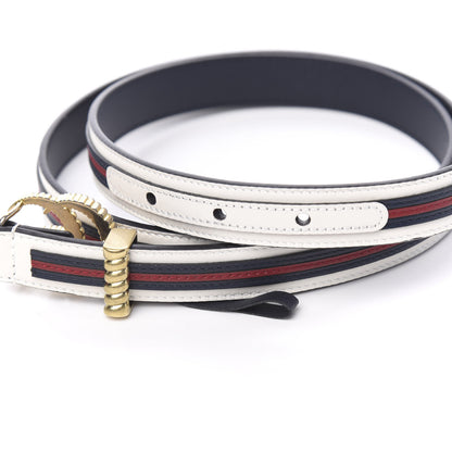 Gucci Calfskin 20mm Torchon Double G Sylvie Belt 95 38 Off White Blue Red 4 of 5