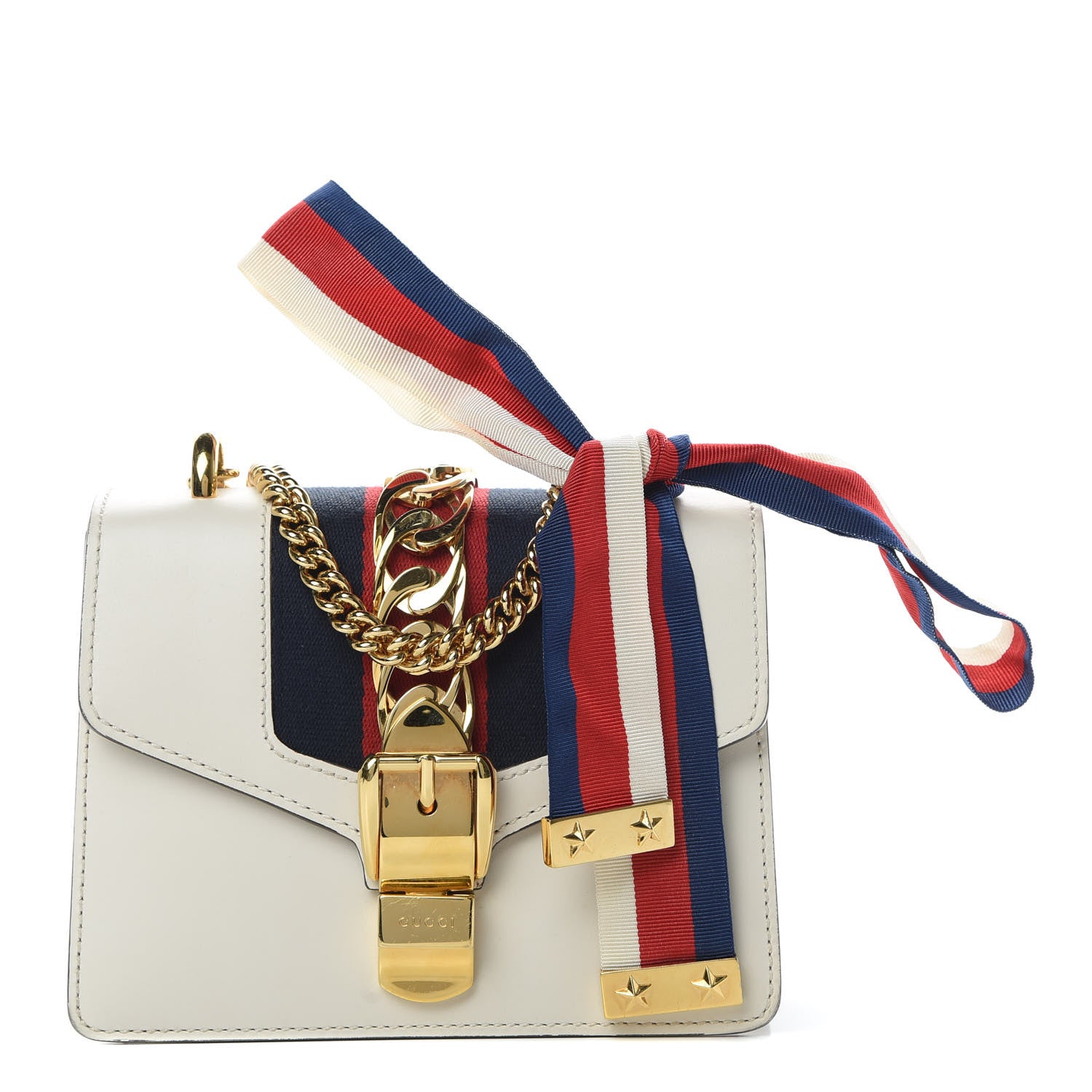 Gucci Calfskin Mini Sylvie Chain Shoulder Bag White 1 of 15