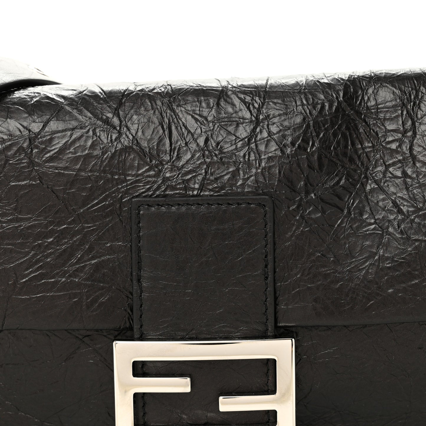 Crackled Calfskin Baguette 26424 Black