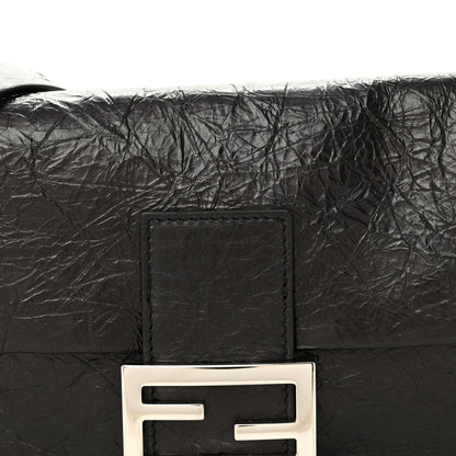 Fendi Crackled Calfskin Baguette 26424 Black 8 of 10