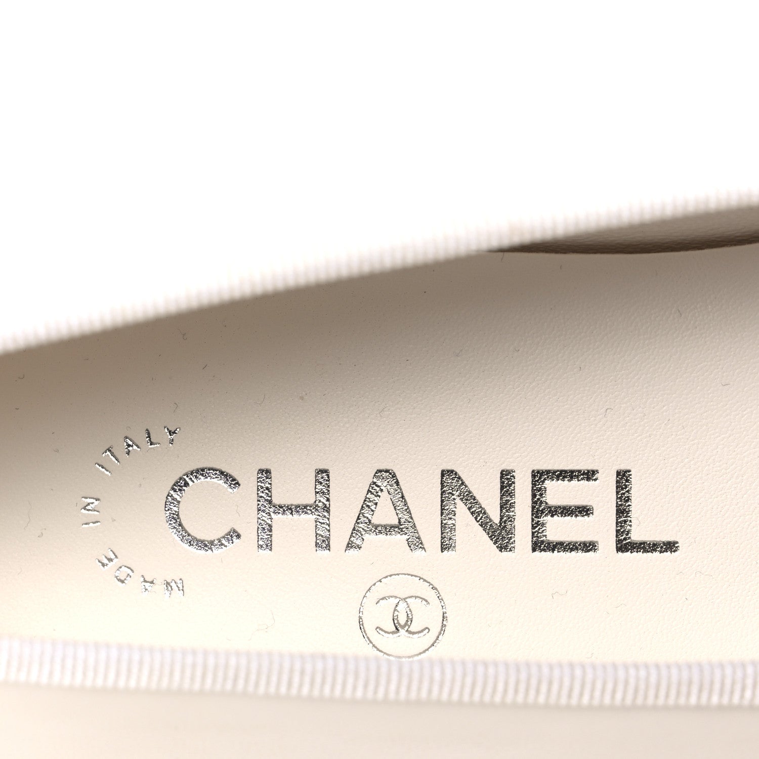 Chanel Lambskin Cap Toe CC Ballerina Flats 38.5 White Black 9 of 11
