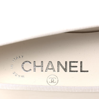 Chanel Lambskin Cap Toe CC Ballerina Flats 38.5 White Black 9 of 11