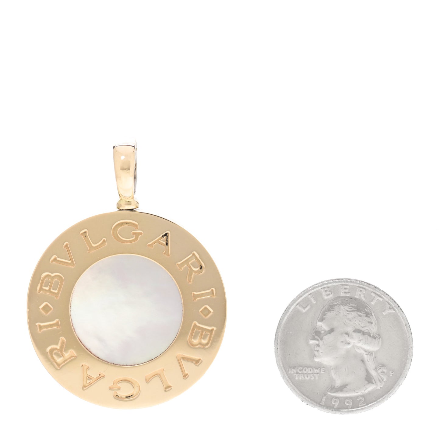Stainless Steel 18K Yellow Gold Black Onyx Mother of Pearl Pendant