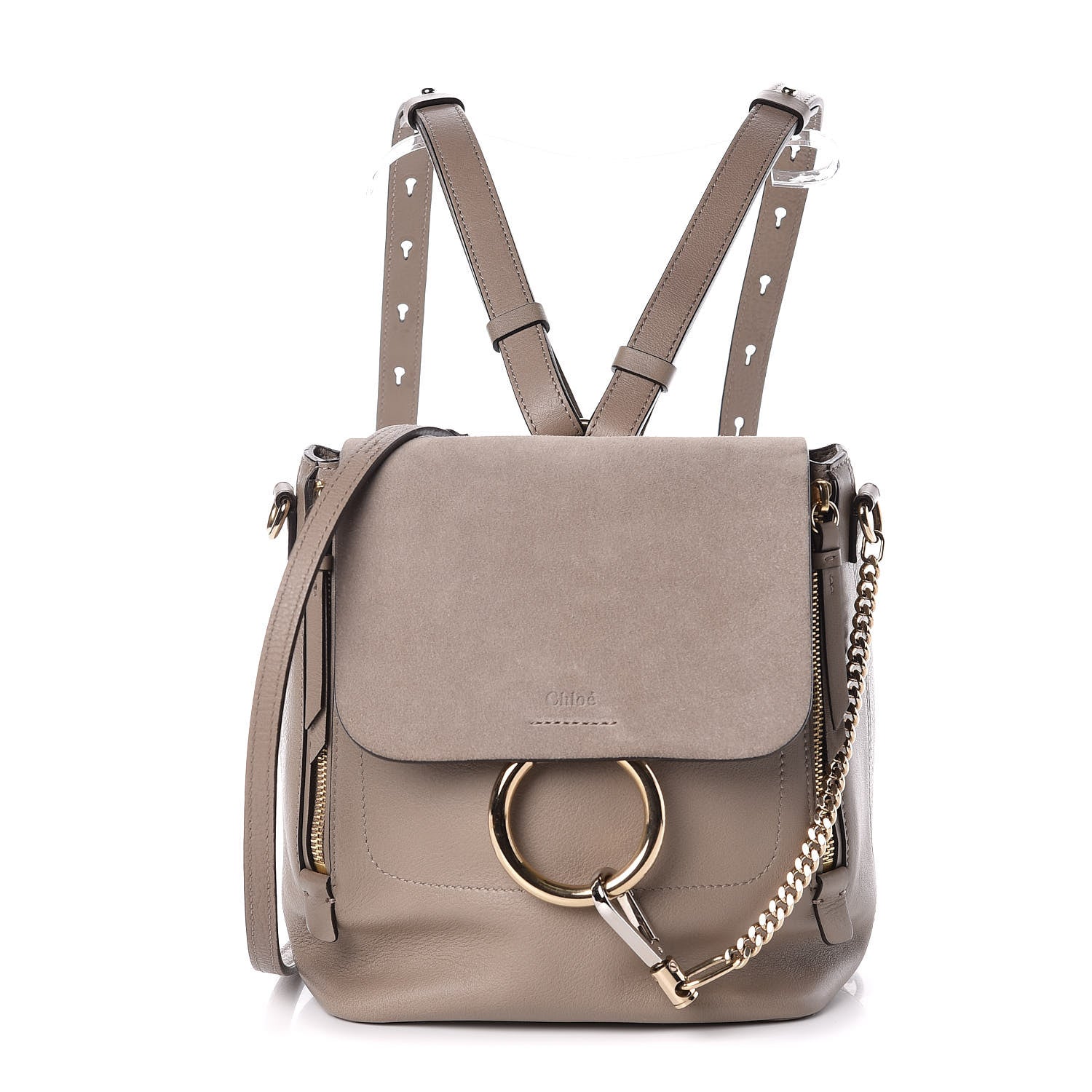 Chloe Suede Calfskin Small Faye Backpack Motty Grey 1 of 9