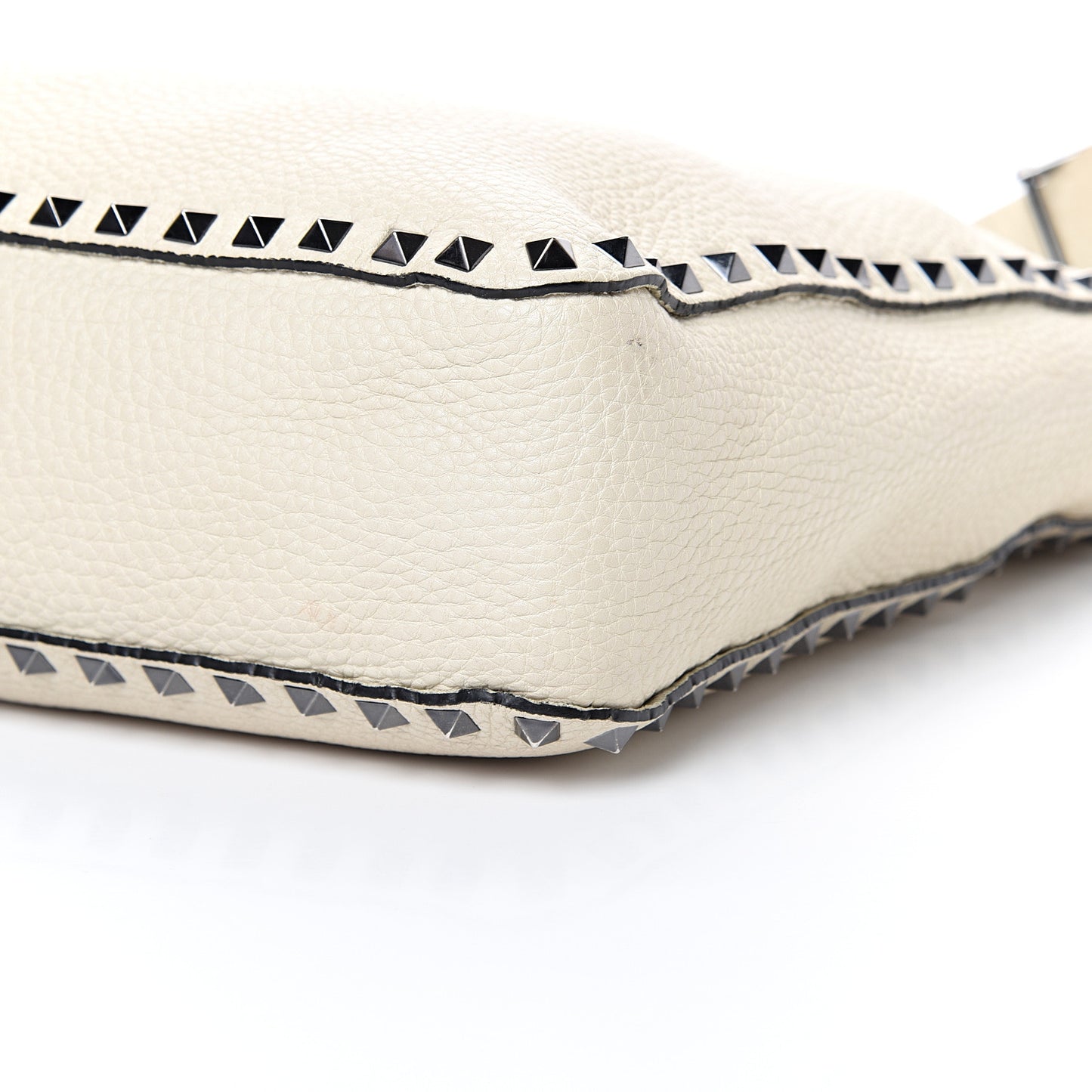 Pebbled Calfskin Small Rockstud Flip-Lock Messenger Bag Light Ivory