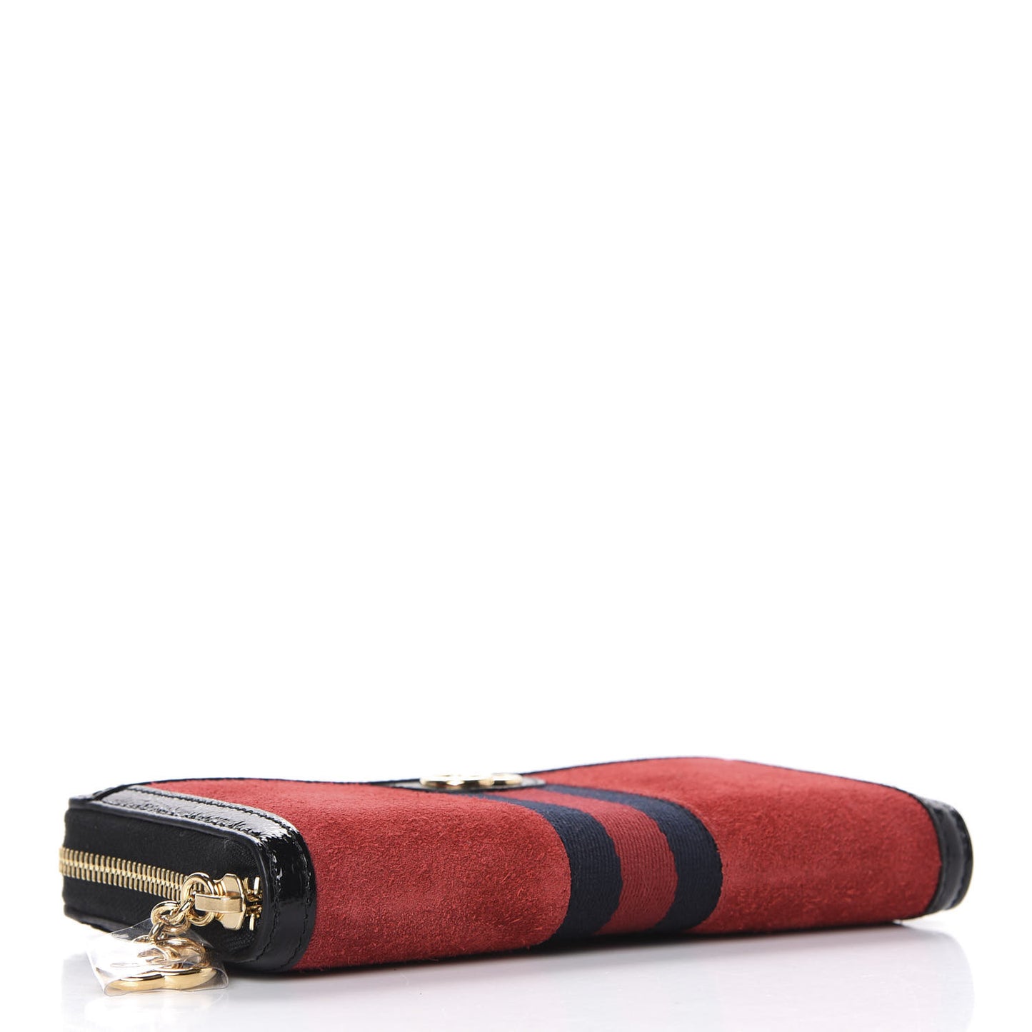 Suede Patent Web Ophidia Zip Around Wallet Hibiscus Red Black