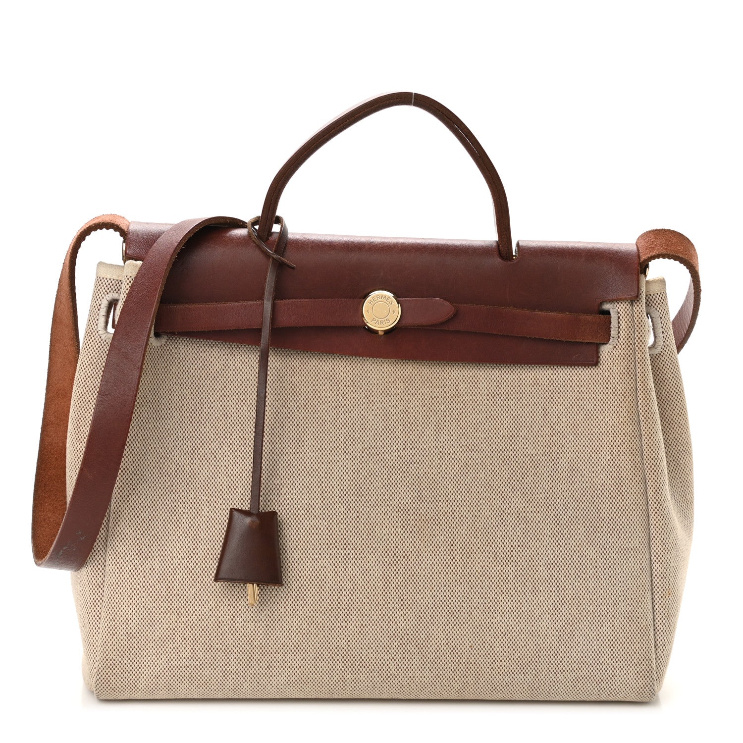 Hermes Toile Vache Hunter Herbag 30 PM Natural Havane 1 of 12