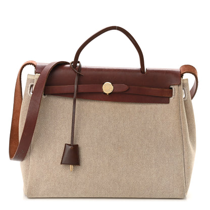 Hermes Toile Vache Hunter Herbag 30 PM Natural Havane 1 of 12