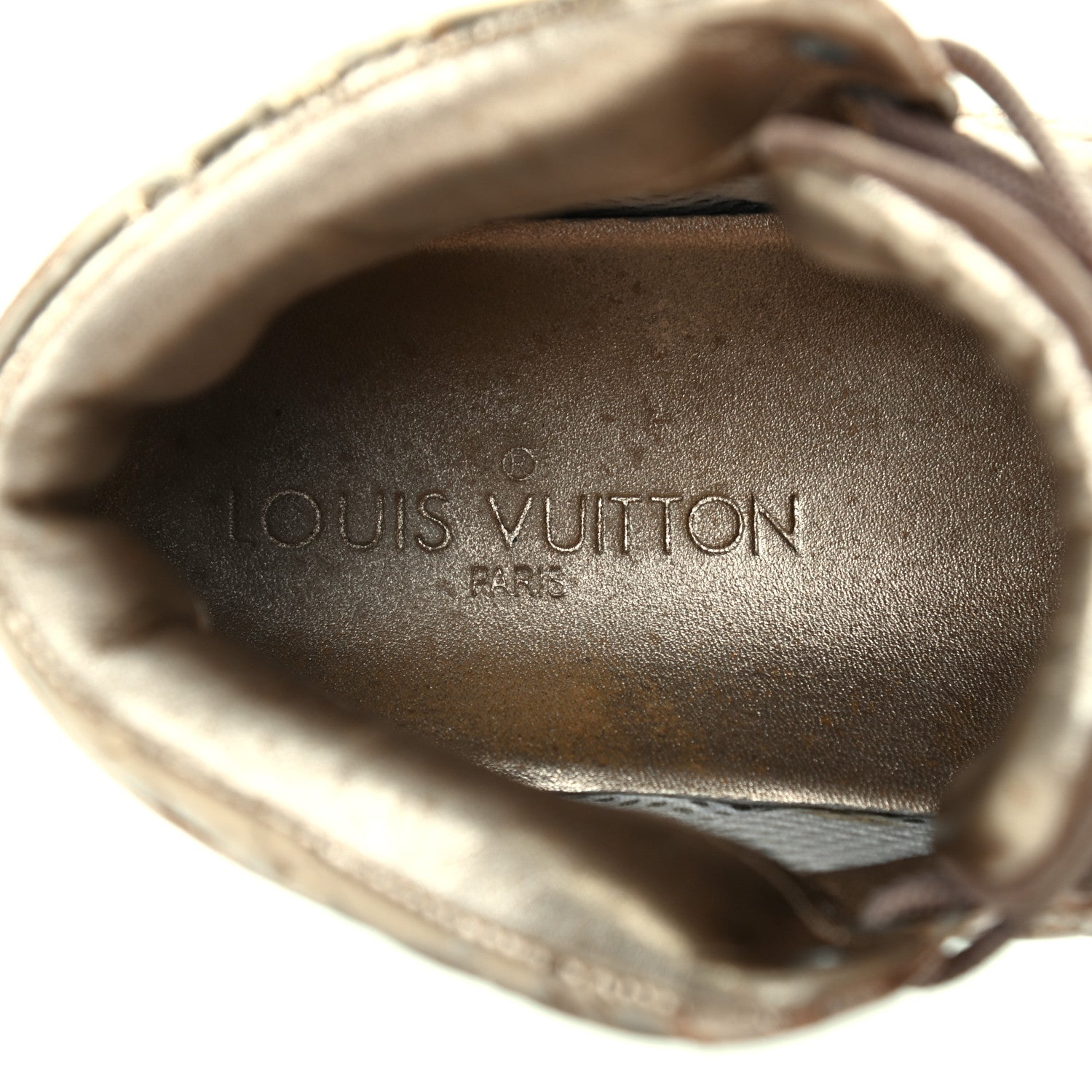 Louis Vuitton Calfskin Embossed Monogram High Top Sneakers 36 Gold 7 of 18