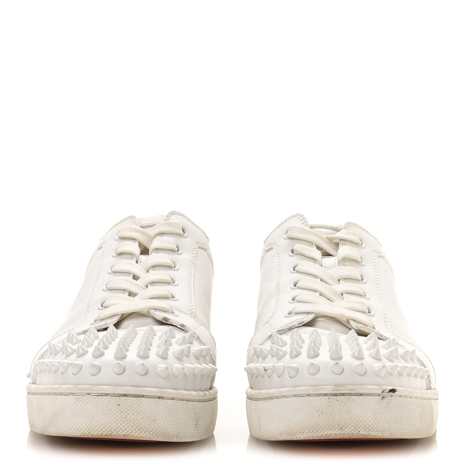 Christian Louboutin Calfskin Mens Louis Junior Spikes Flat Sneakers 43 White 3 of 9
