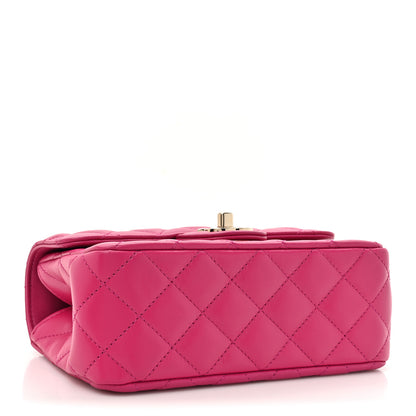 Chanel Lambskin Quilted Mini Crystal Top Handle Rectangular Flap Dark Pink 4 of 12