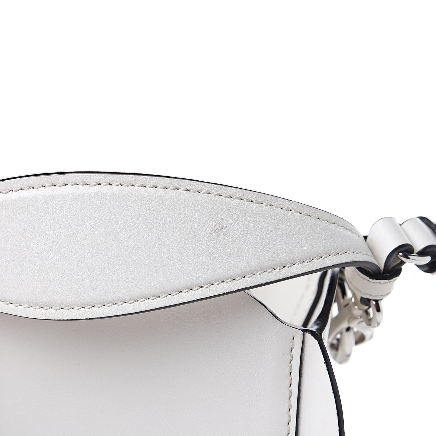 Calfskin Scalloped Bucket Bag White