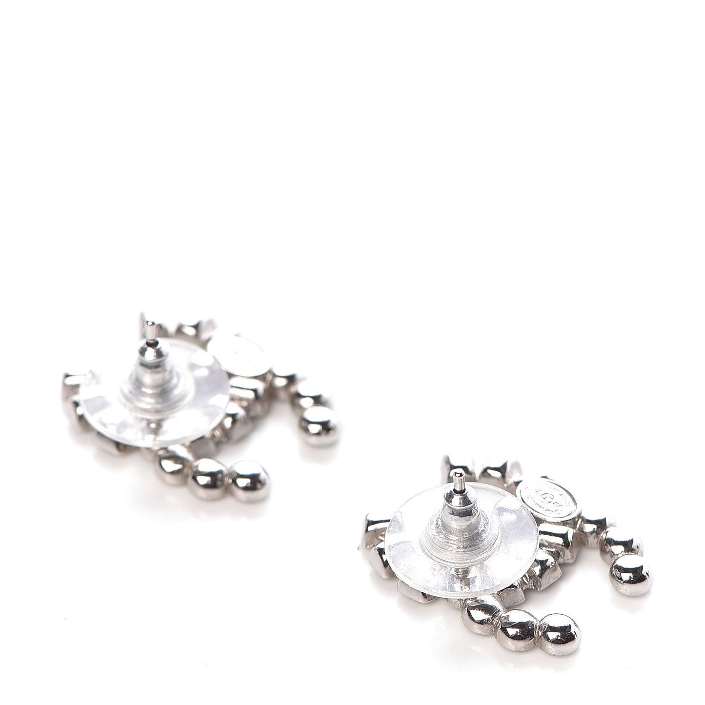 Baguette Crystal CC Earrings Silver