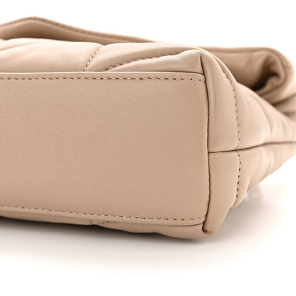 Saint Laurent Lambskin Quilted Toy Loulou Puffer Monogram Chain Satchel Nude Powder 10 of 11