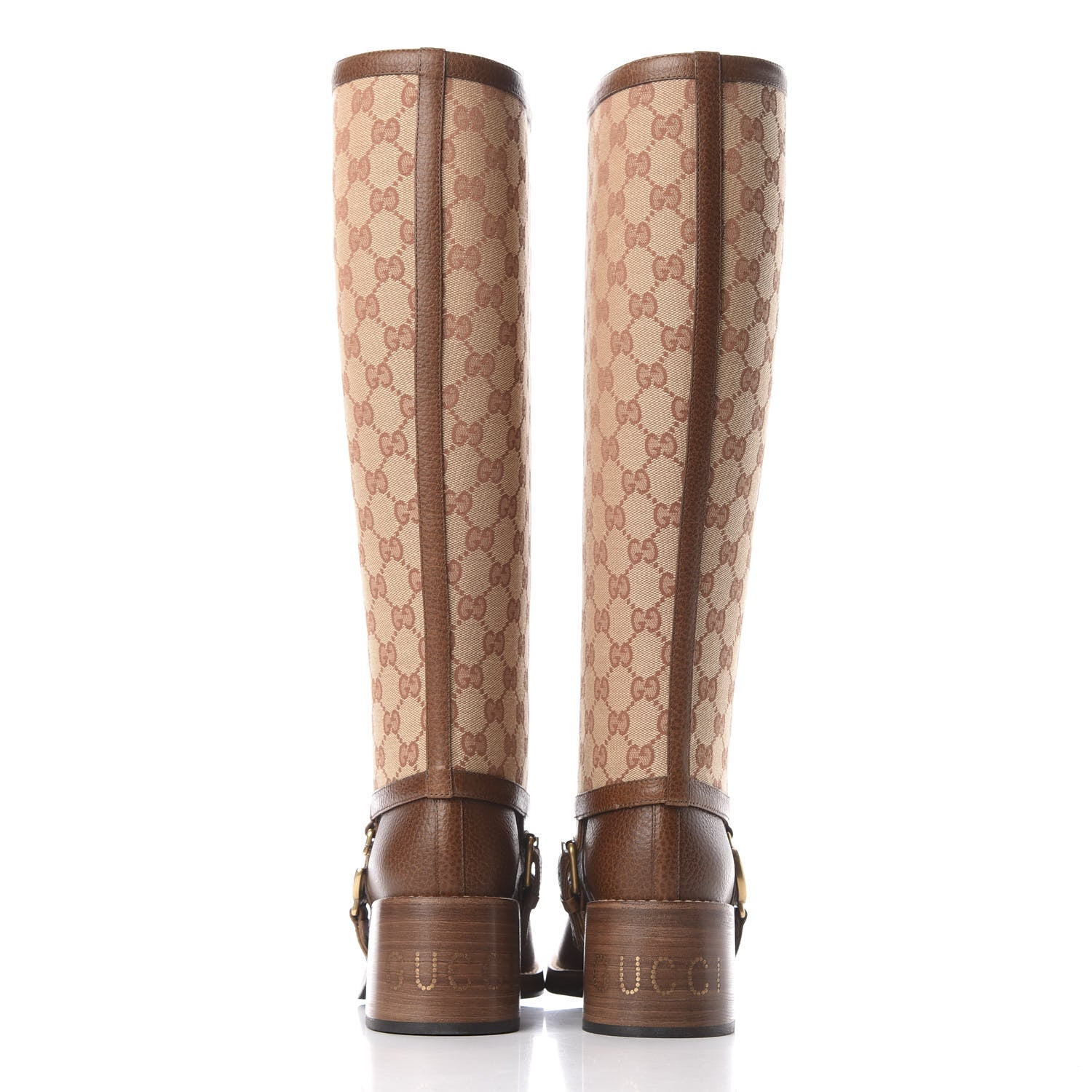 Gucci GG Monogram Calfskin Lola Tall Boots 38 Beige Ruggine Cuir 8 of 13