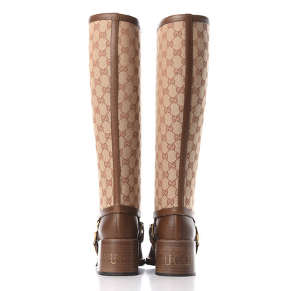 Gucci GG Monogram Calfskin Lola Tall Boots 38 Beige Ruggine Cuir 8 of 13