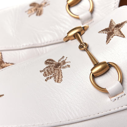 Gucci Goatskin Bee Star Embroidered Womens Jordaan Loafers 39 Mystic White 11 of 11