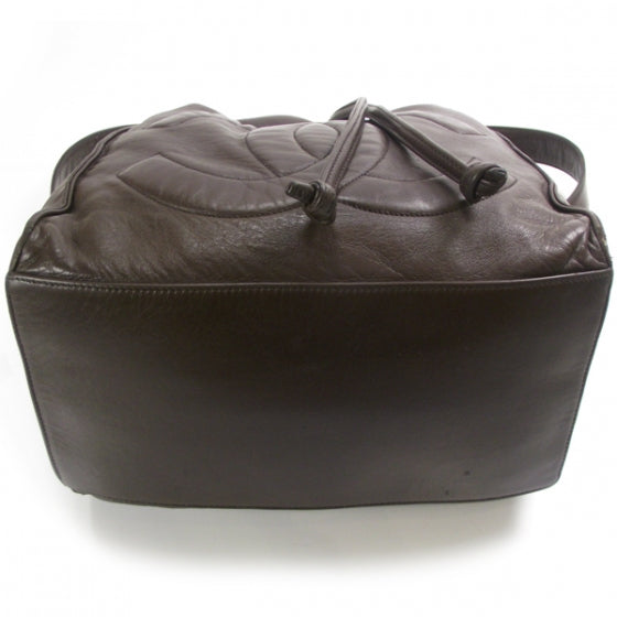 Lambskin CC Drawstring Shoulder Bag Brown