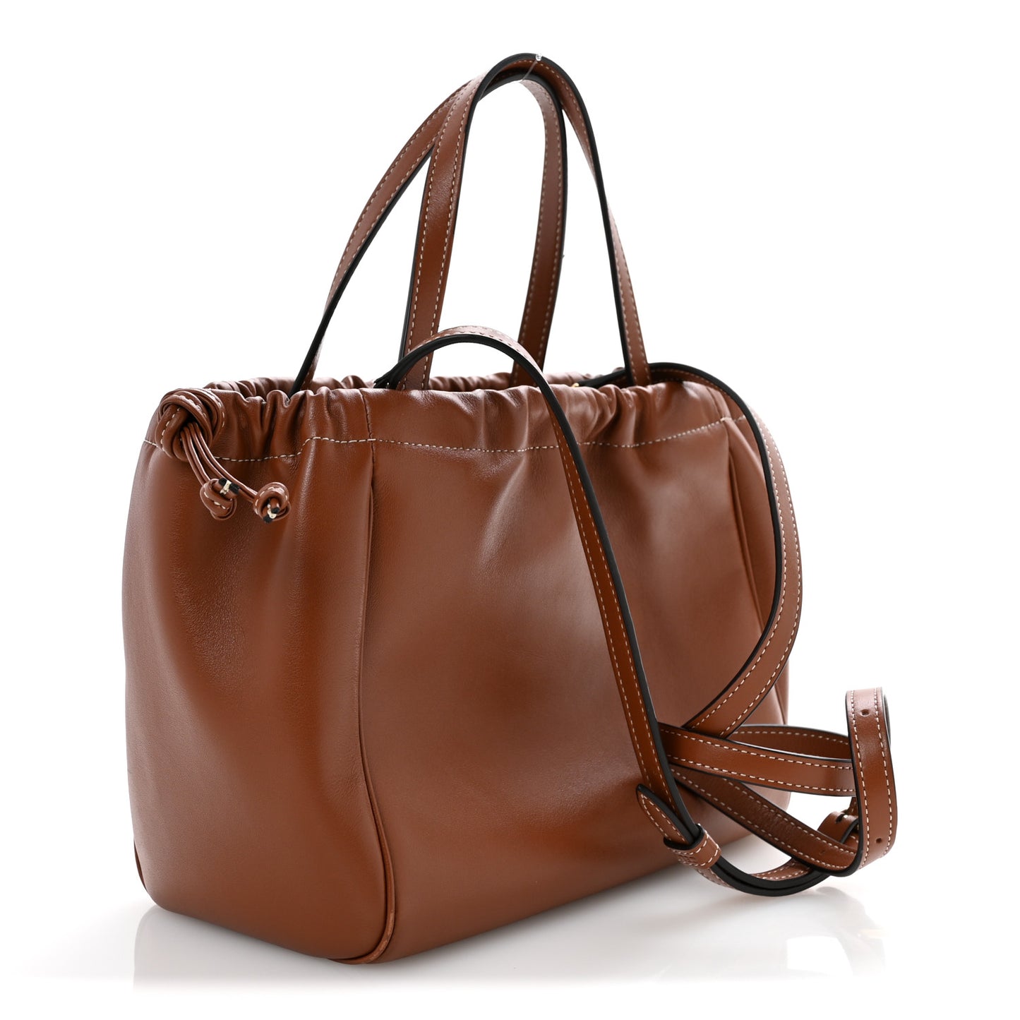 Smooth Calfskin Cuir Small Triomphe Cabas Drawstring Tan
