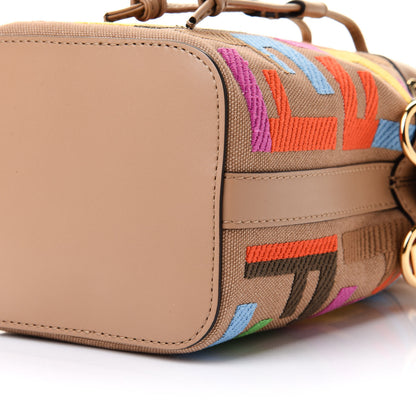 Fendi Canvas Vitello King F is Fendi FF Multicolor Embroidered Mini Mon Tresor Bucket Bag Multicolor Cuoio 11 of 11
