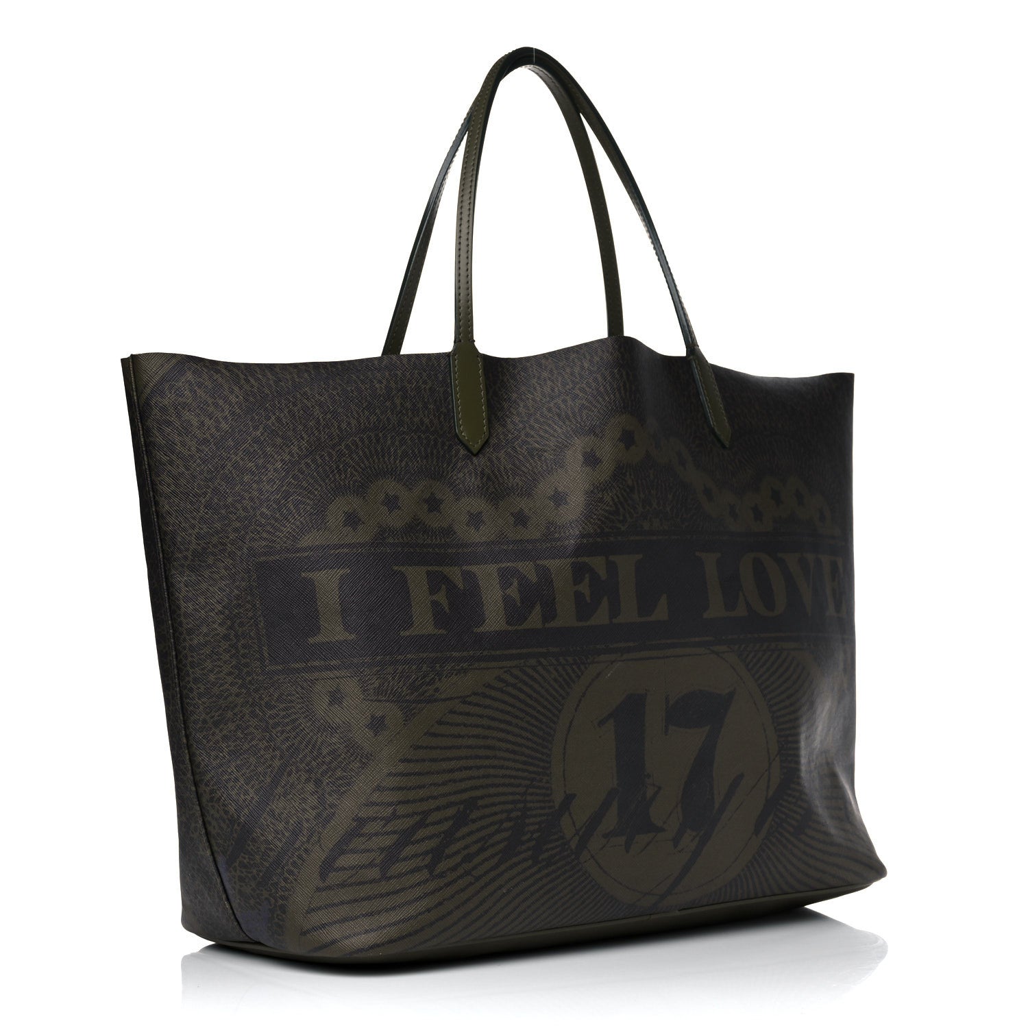 Givenchy Textured Coated Canvas I Feel Love Print Large Antigona Tote Green 3 of 17