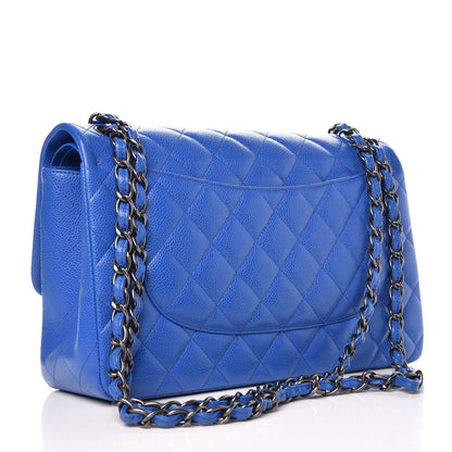 Chanel Caviar Quilted Jumbo Double Flap Blue 4 of 9