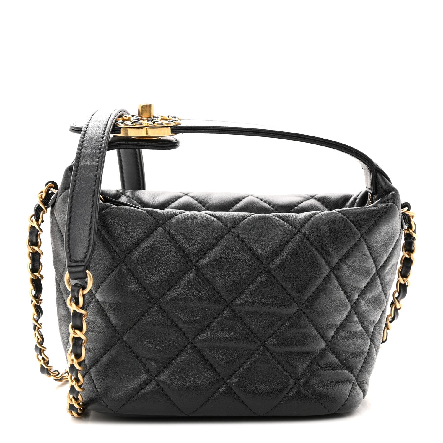Chanel Lambskin Quilted Small Perfect Meeting Hobo Black 1 of 11