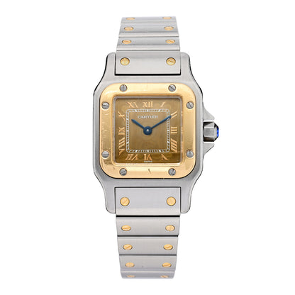 Cartier Stainless Steel 18K Yellow Gold 24mm Santos De Cartier Galbee Quartz Watch Champagne 1 of 5