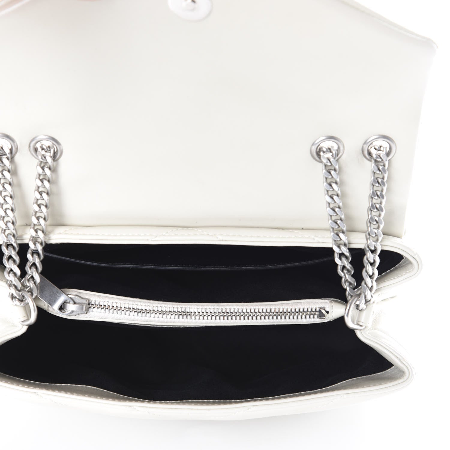 Saint Laurent Calfskin Y Quilted Monogram Small Loulou Chain Satchel Ivory 6 of 11