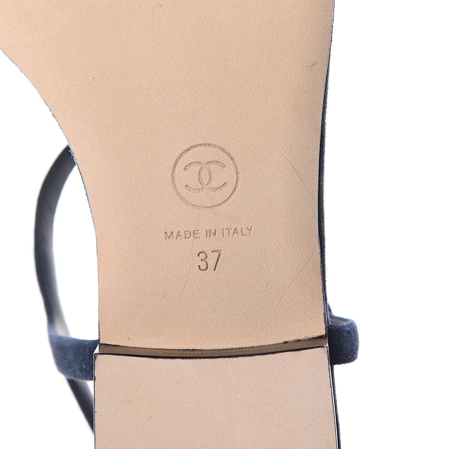 Chanel Suede Calfskin Thong Sandals 37 Navy Blue 6 of 7