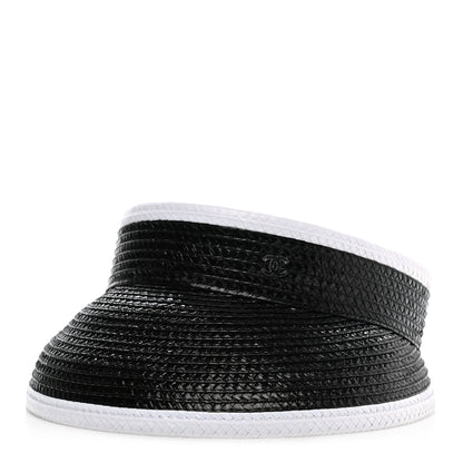 Chanel Straw Cotton CC Visor M Black White 1 of 9