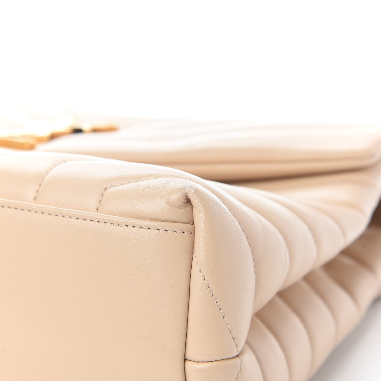 Calfskin Y Quilted Monogram Medium Loulou Chain Satchel Nude Powder