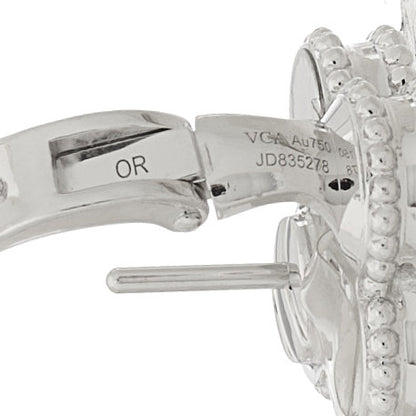 Van Cleef & Arpels 18K White Gold Guilloche Vintage Alhambra Earrings 3 of 5