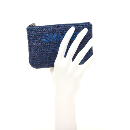 Chanel Woven Straw Raffia Deauville Cosmetic Pouch Blue 2 of 11
