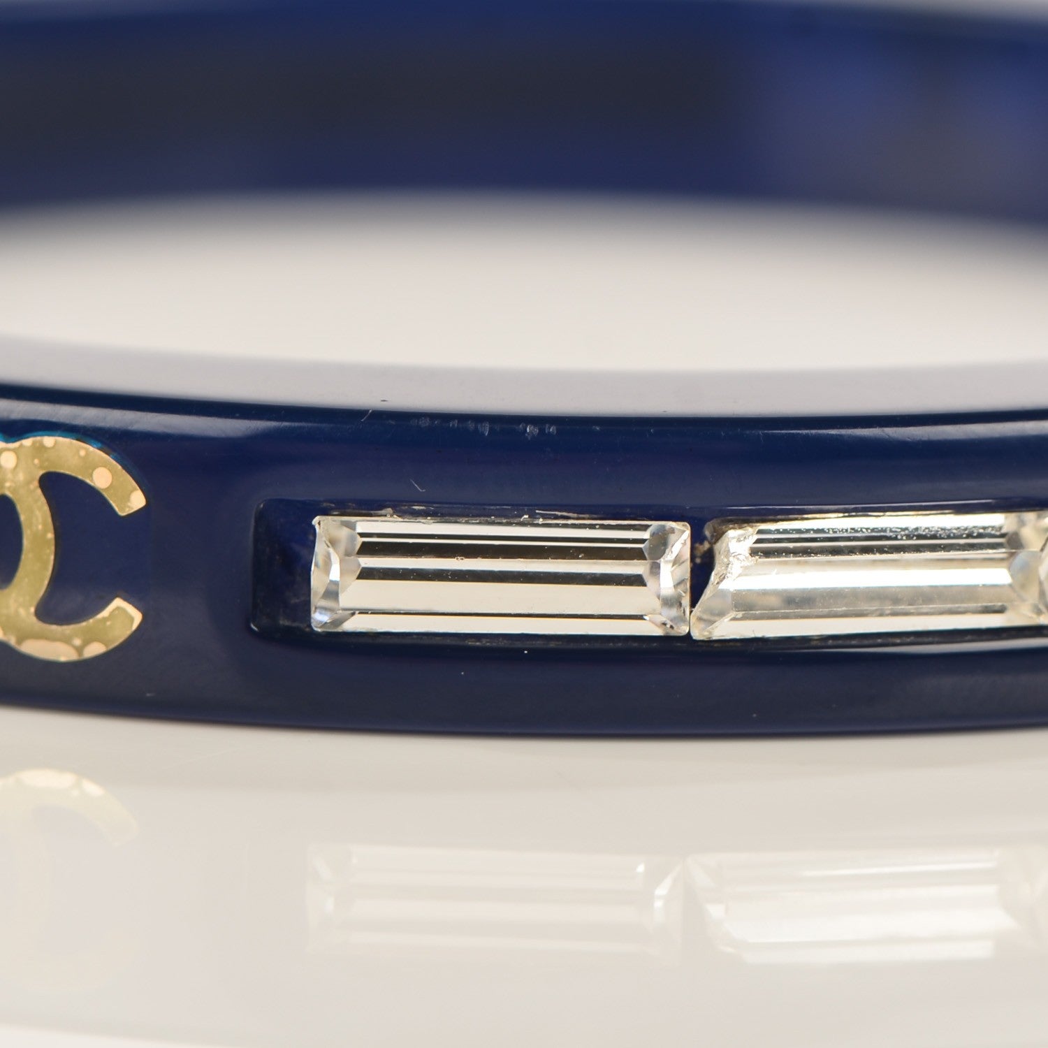 Chanel Resin Crystal Baguette CC Bangle Dark Blue 6 of 6