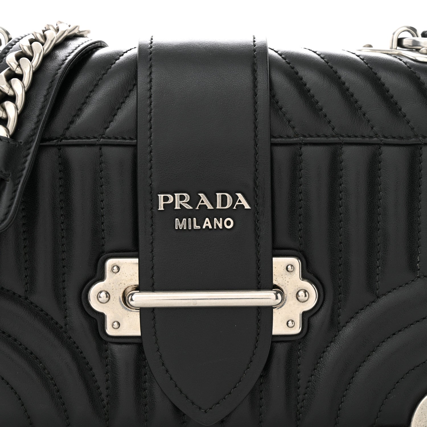 Prada Soft Calfskin Impunture Diagramme Cahier Bag Black 7 of 11