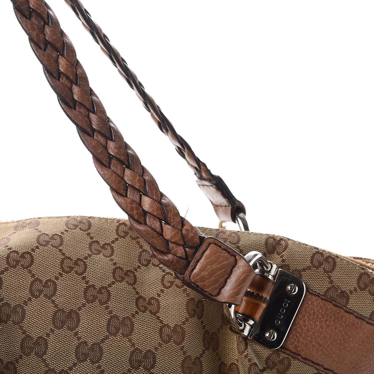 Gucci Monogram Large Bamboo Bar Tassel Shoulder Bag Brown 9 of 18