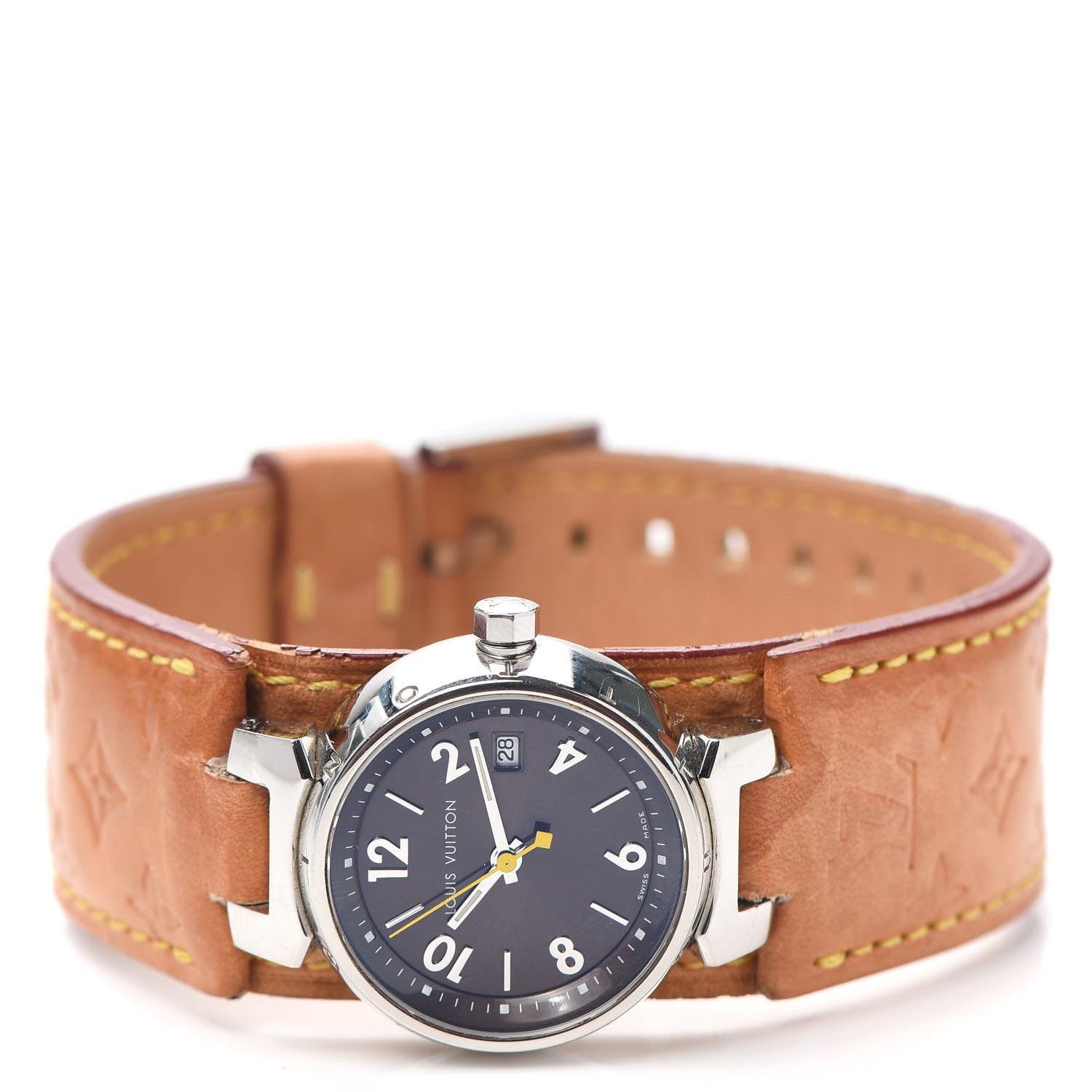 Louis Vuitton Stainless Steel Vachetta 28mm Tambour Quartz Watch 2 of 6